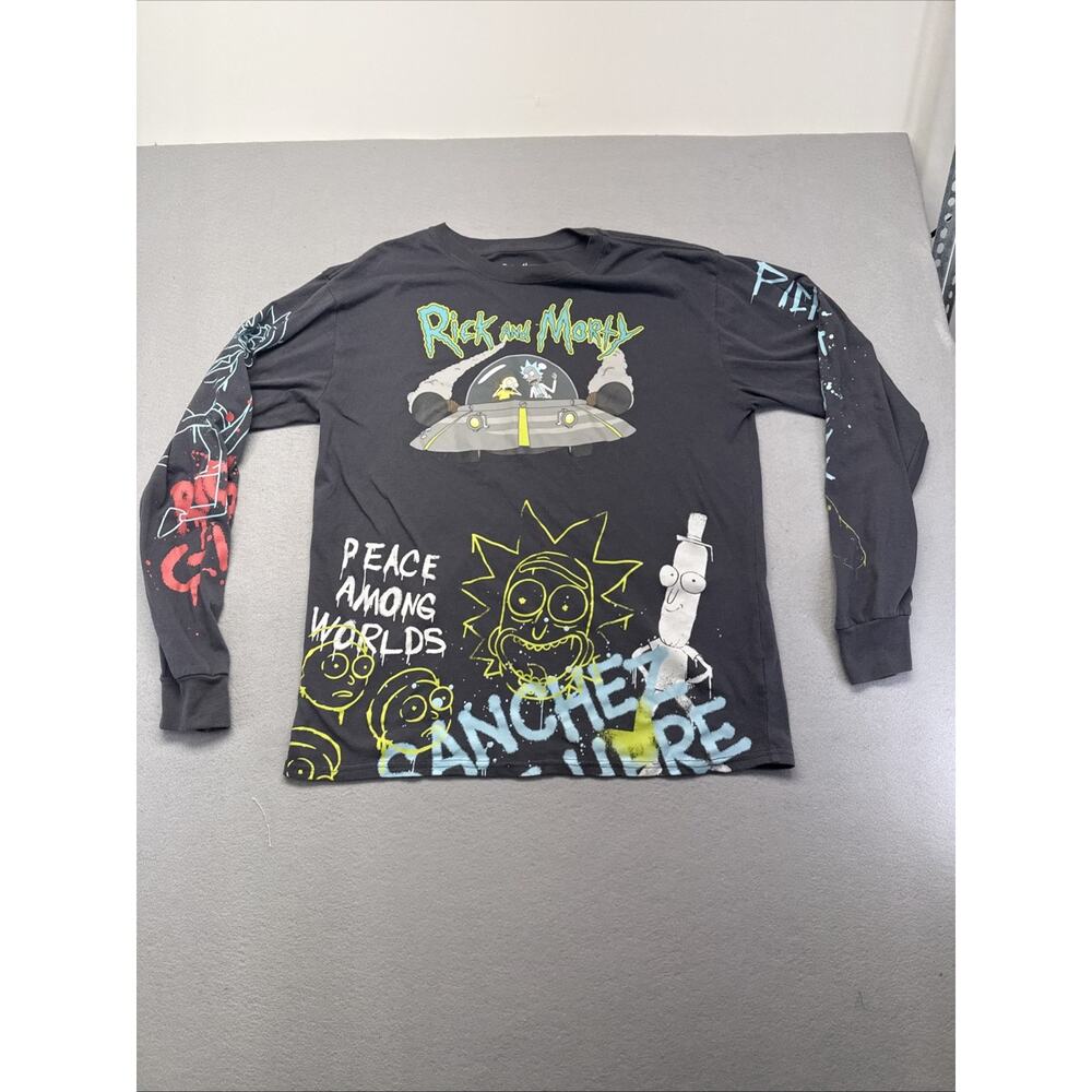 Rick and Morty Long Sleeve Shirt Men’s L Grey Graphic Cartoon Network